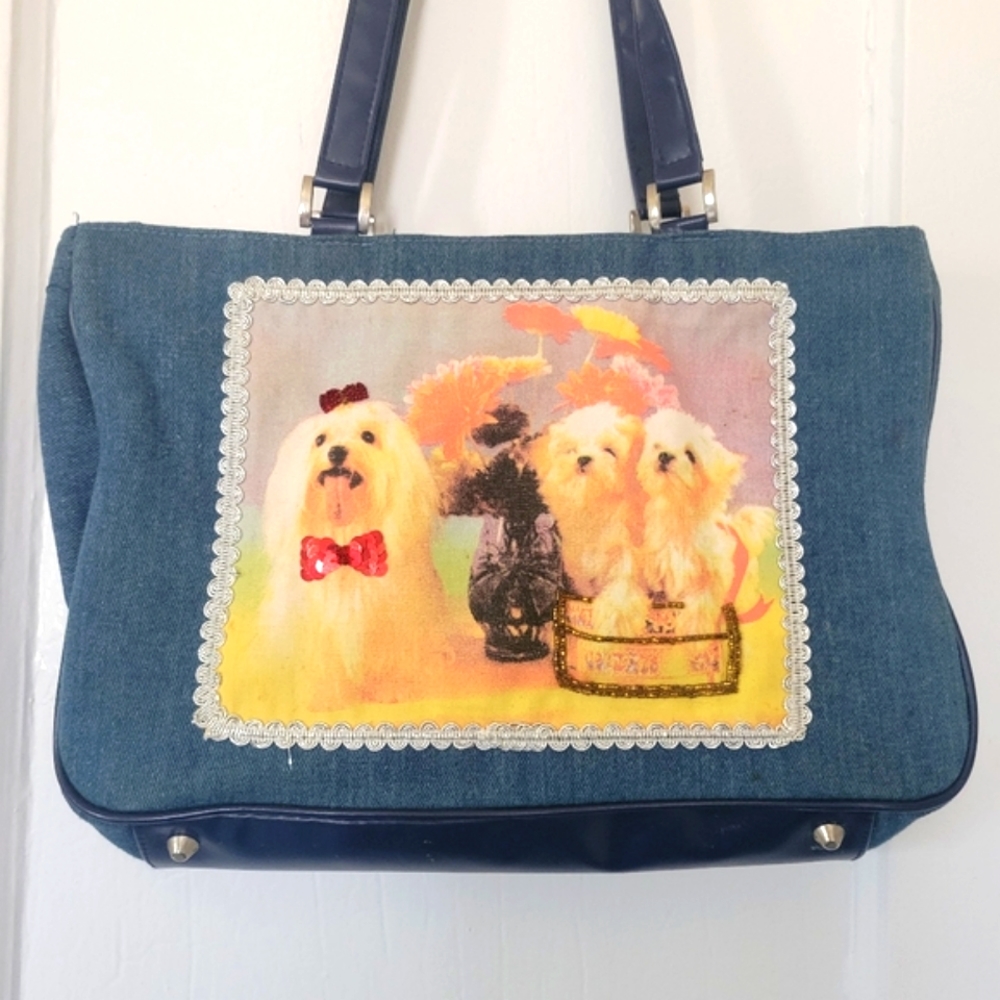 Vintage Maltese Dog Denim Purse - Very Cute!!!